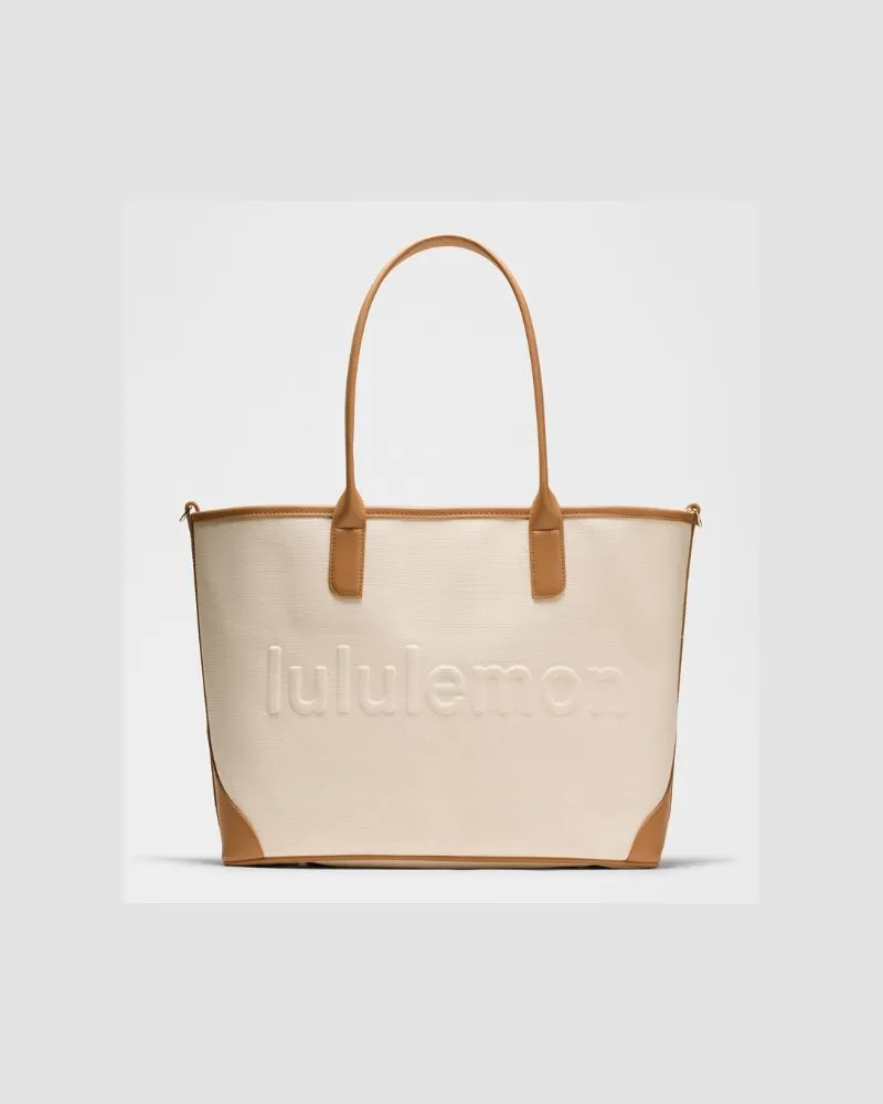 LULULEMON Classic Canvas Tote Bag 16L in Natural/Chestnut Brown Natural