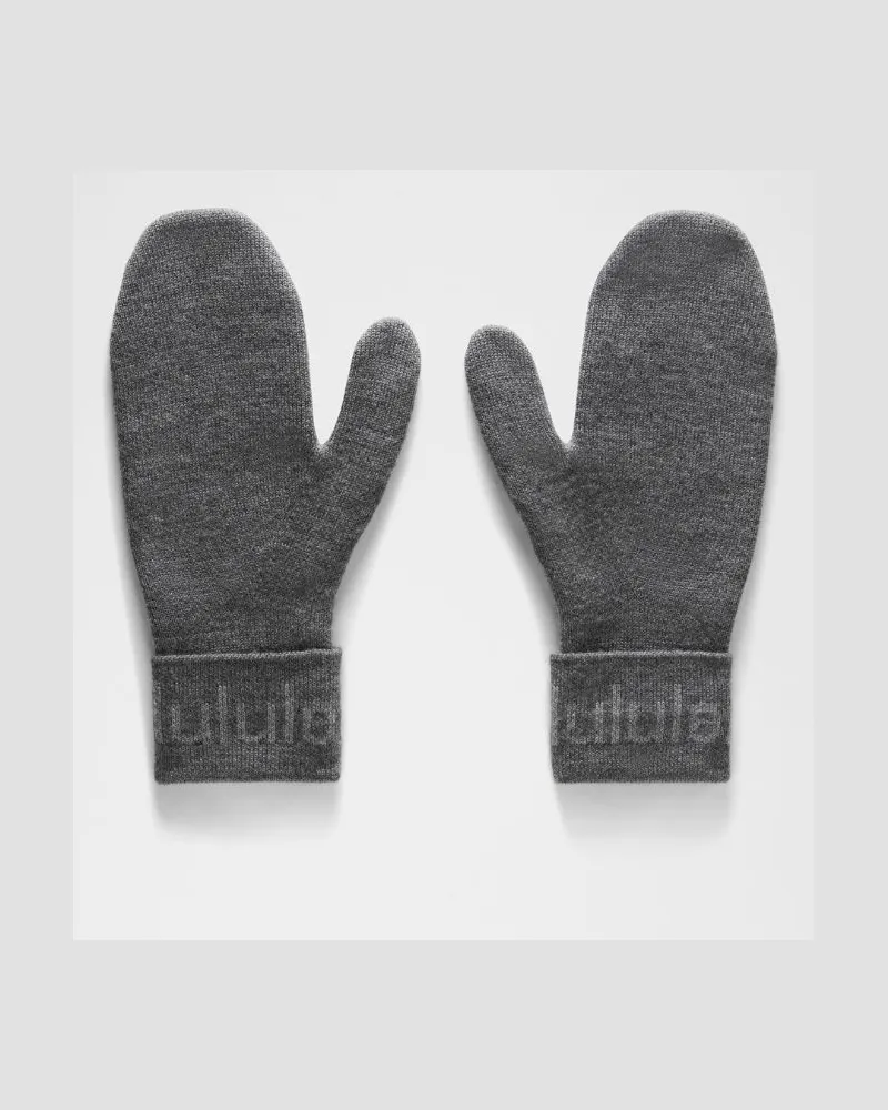 LULULEMON Wordmark Merino Wool Mittens – Größe in Heathered Graphite Grey/Heathered Asphalt Grey Heathered