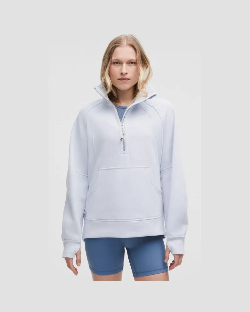 LULULEMON Scuba Oversized-Pullover mit Trichterkragen und halblangem Reißverschluss Lang für Frauen – Größe in Starch Blue/Mirror Silver Starch