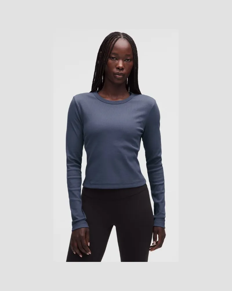 LULULEMON Geripptes Little-Langarmshirt für Frauen – Größe in Dusty Diamond Dusty
