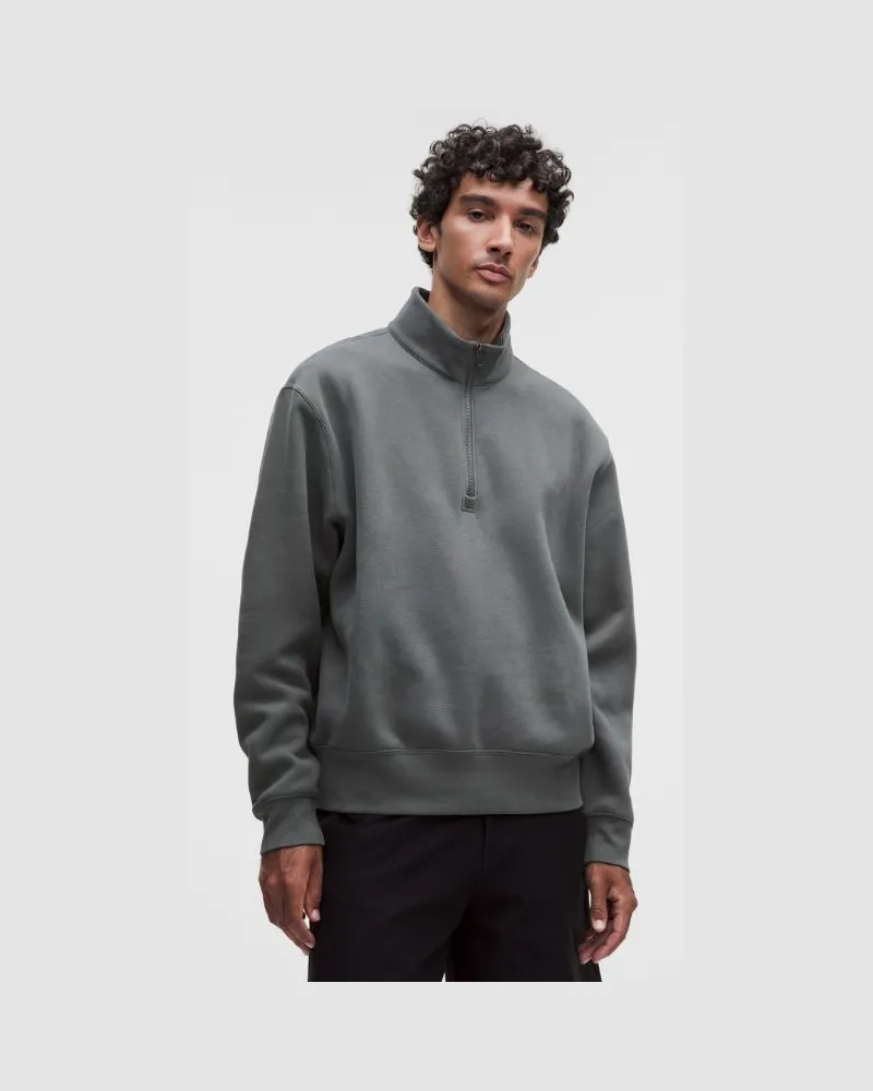 LULULEMON Steady State-Sweatshirt mit halblangem Reißverschluss aus SuperLoft für Männer – Größe in Onyx Grey Onyx