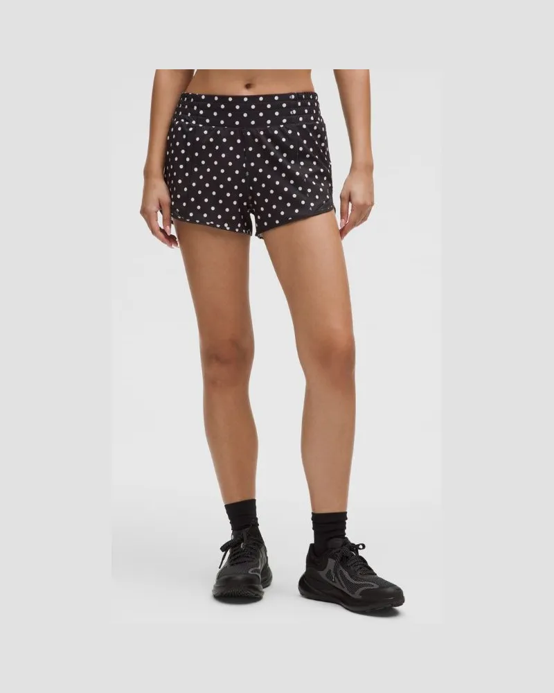 LULULEMON Hotty Hot Shorts mit hohem Bund und Liner für Frauen – 6 cm – Größe in Simple Polka White Black Simple