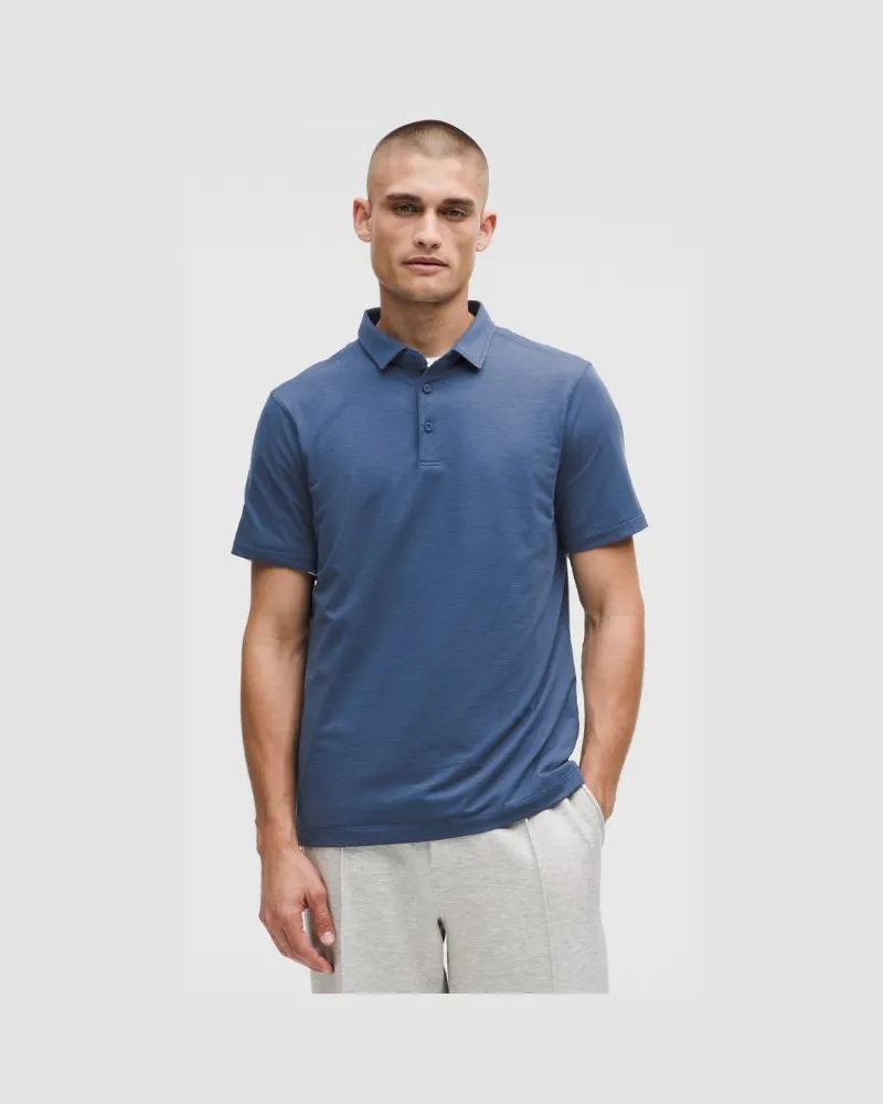 LULULEMON Evolution Kurzarm-Poloshirt für Männer – Größe in Blue Twill Blue