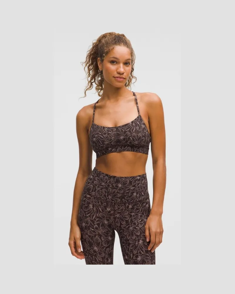 LULULEMON Flow Y BH Nulu Leichter Halt A/C-Cups für Frauen – Größe in Dotted Magnolia Pink Multi Dotted