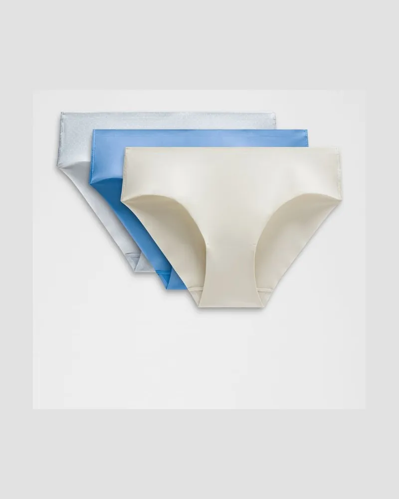 LULULEMON InvisiWear Bikini-Unterwäsche mit mittelhohem Bund 3er-Pack für Frauen – Größe in Lace Dot White Starch Blue/Bone/Pool Party Lace