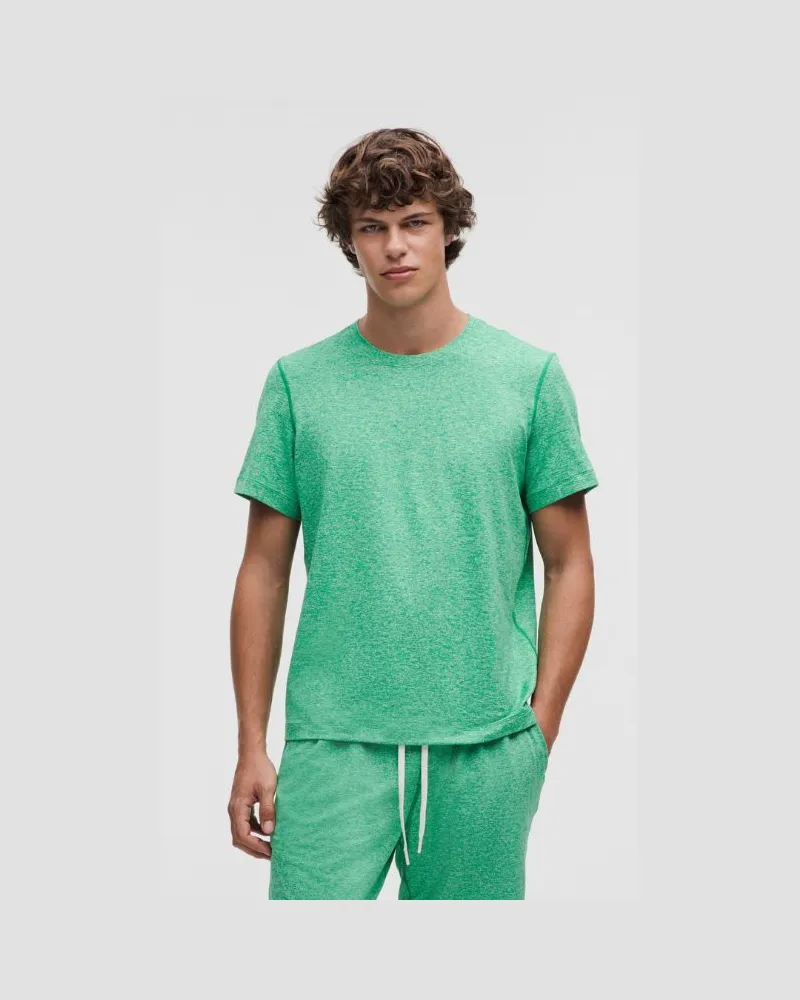 LULULEMON Soft Jersey Kurzarmshirt für Männer – Größe in Heathered Raceway Green/Heathered Light Ivory Heathered