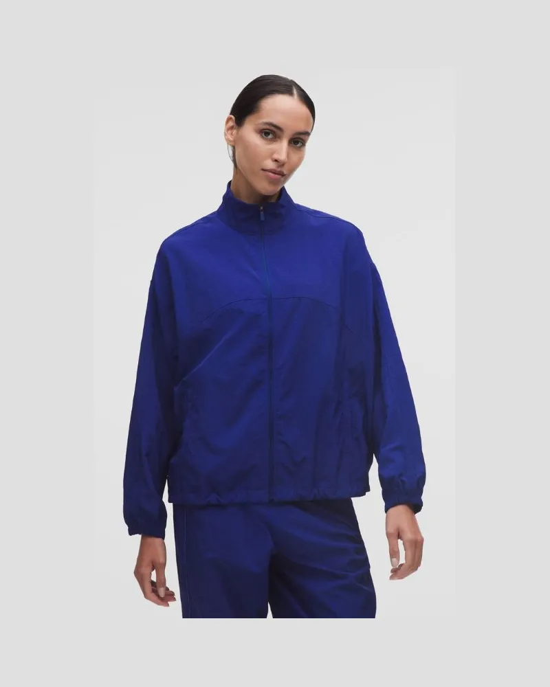 LULULEMON License to Train Gewebte Oversized-Jacke für Frauen – Größe in Deep Sea Blue/Moroccan Blue Deep