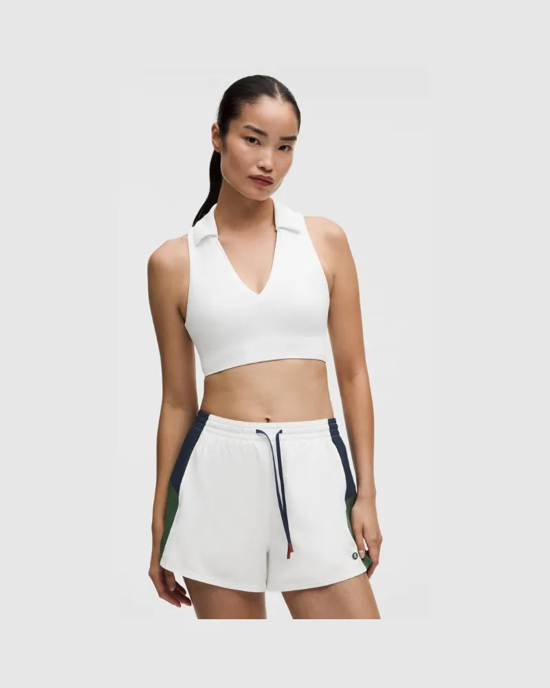 LULULEMON Gerippter Tennis-Longline-BH mit Kragen Mittlerer Halt für B/C-Cups für Frauen – Größe in Weiß Weiß