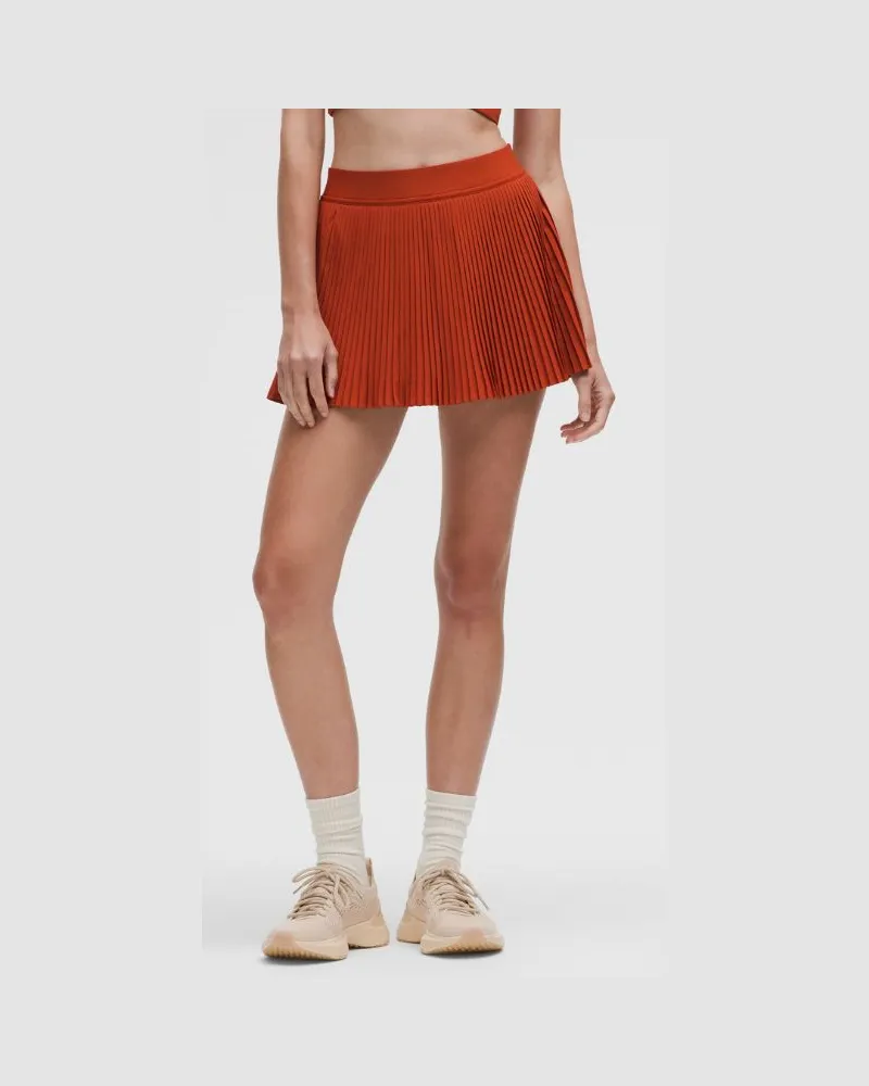 LULULEMON Tennisrock mit hohem Bund und Falten für Frauen – Orange – Größe Autumn