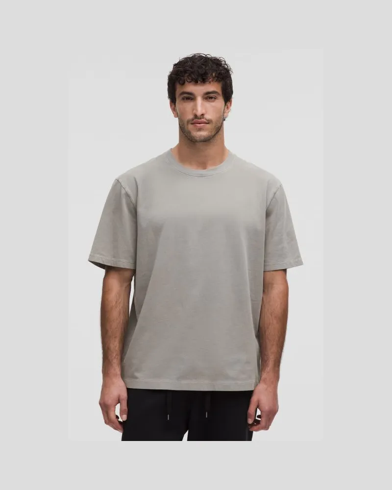 LULULEMON T-Shirt aus schwerem Baumwolljersey Waschung für Männer – Größe in Dilute Wash Pavement Grey Dilute
