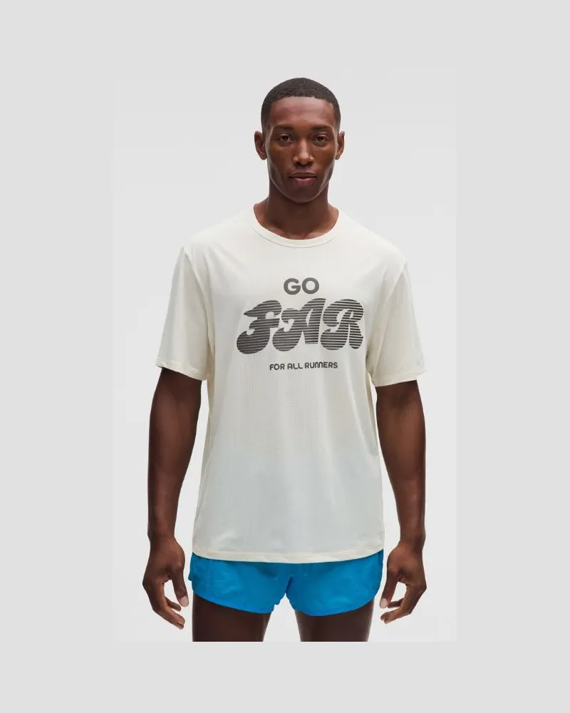 LULULEMON Mile Maker -T-Shirt Lauf-Grafik für Männer – Größe in Light Ivory Light