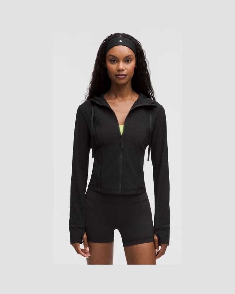 LULULEMON Define Mesh-Kapuzenjacke Hüftlang für Frauen – Größe in Schwarz Schwarz