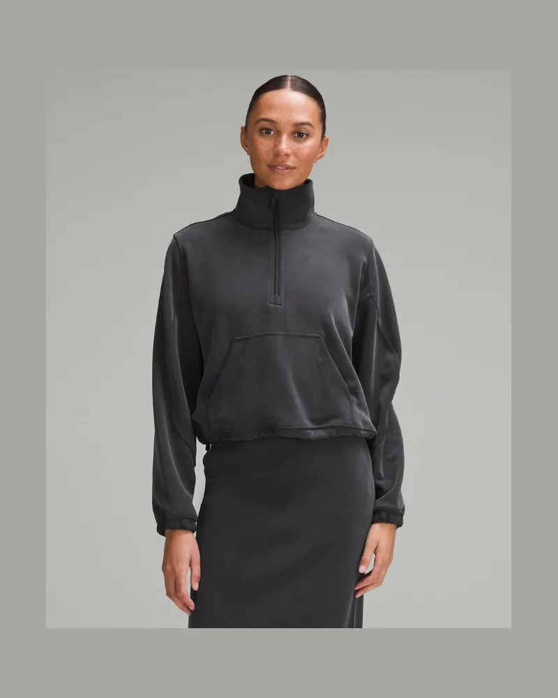 LULULEMON Gebürstetes Top aus Softstreme mit halblangem Reißverschluss für Frauen – Größe in Schwarz Schwarz