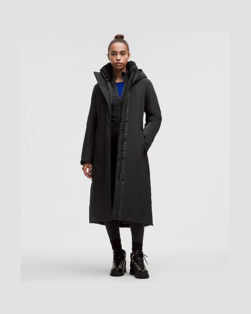 LULULEMON Langer Snow Warrior-Daunenparka mit Füllkraft 600 für Frauen – Größe in Schwarz Schwarz