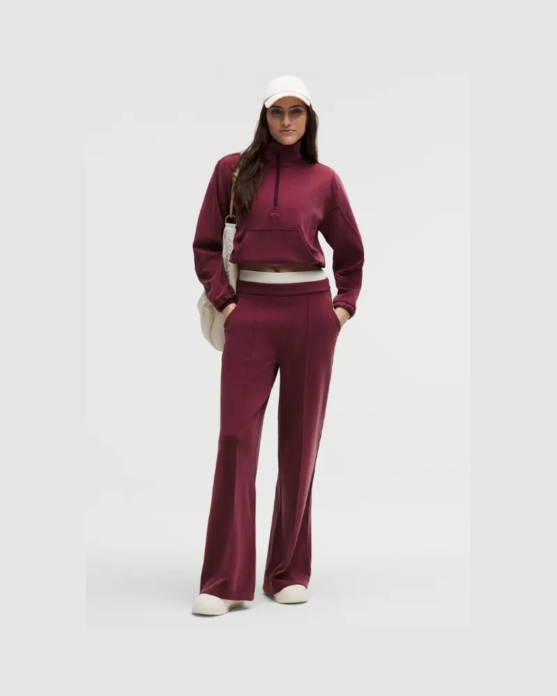 LULULEMON Pintuck-Hose mit hohem Bund und weitem Bein aus gebürstetem Softstreme Normale Länge für Frauen – Größe in Burgundy Bay Burgundy