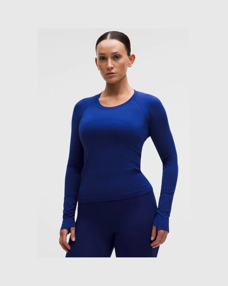 LULULEMON Swiftly Tech Langarmshirt 2.0 Taillenlänge für Frauen – Größe in Clubhouse Blue Clubhouse