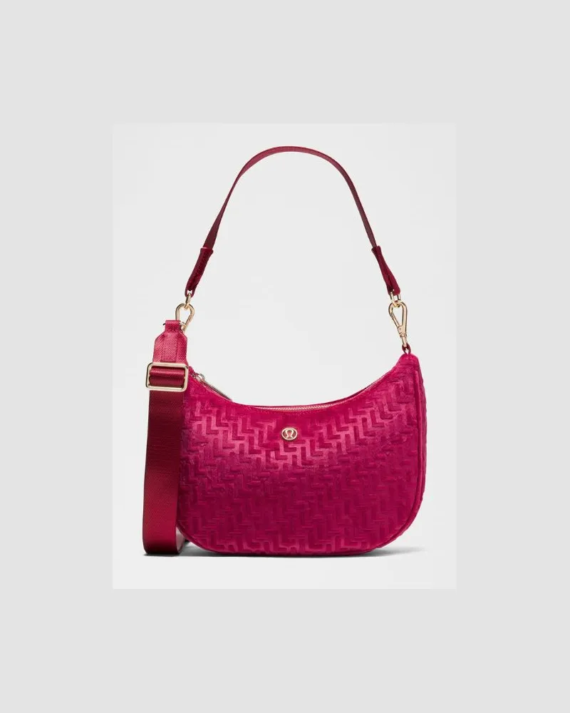 LULULEMON City Essentials Small Shoulder Bag 3L L Monogram Velvet in Berry Rumble Berry
