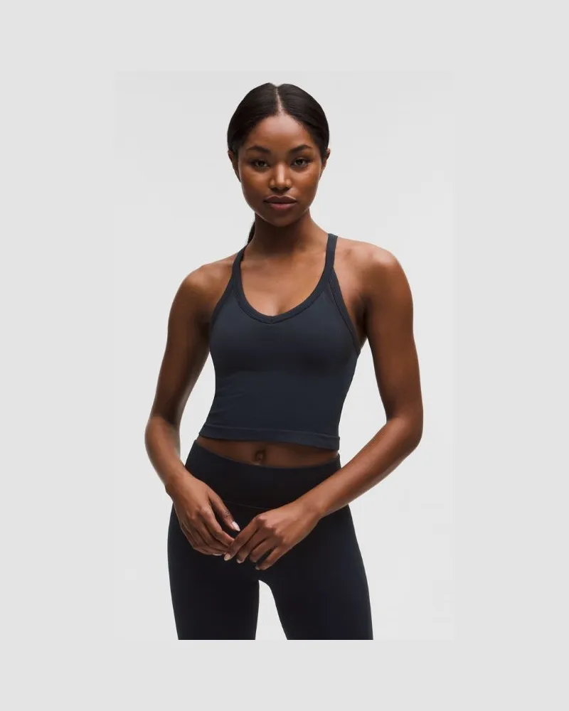 LULULEMON Get Low-Trainings-Tanktop mit überkreuzten Trägern Leichter Halt für B/C-Cups für Frauen – Größe in True Navy/Schwarz True