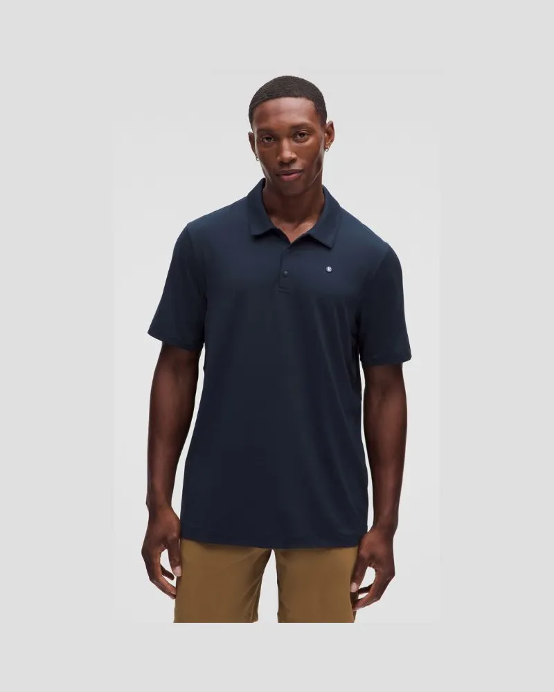 LULULEMON Sport-Poloshirt mit kurzen Ärmeln und Logo für Männer – Größe in True Navy True