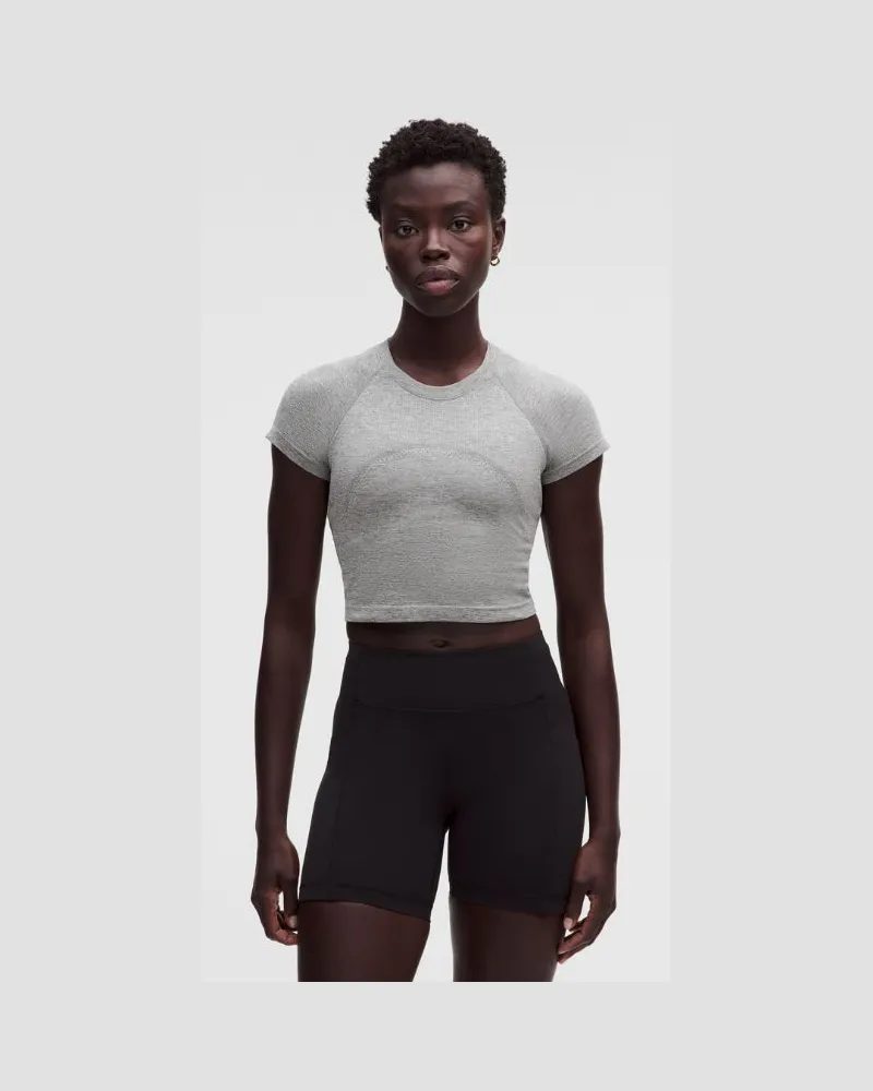 LULULEMON Swiftly Tech Crop-Kurzarmshirt 2.0 für Frauen – Größe in Slate/Weiß Slate
