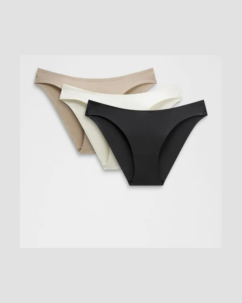 LULULEMON Wundermost Bikini-Unterwäsche mit mittelhohem Bund aus Ultra-Soft Nulu 3er-Pack für Frauen – Größe in Black/Bone/Sheer Oak Black