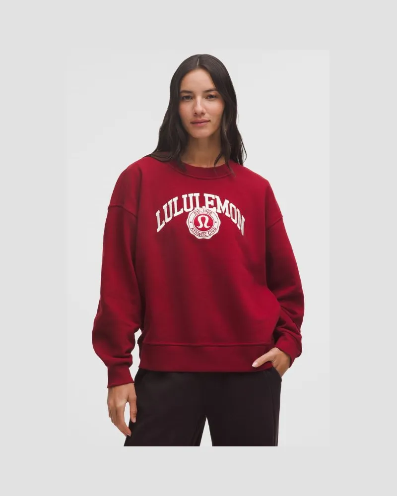 LULULEMON Perfectly Oversized Crew Sweatshirt Graphic für Frauen – Größe in Oxblood/Light Ivory Oxblood