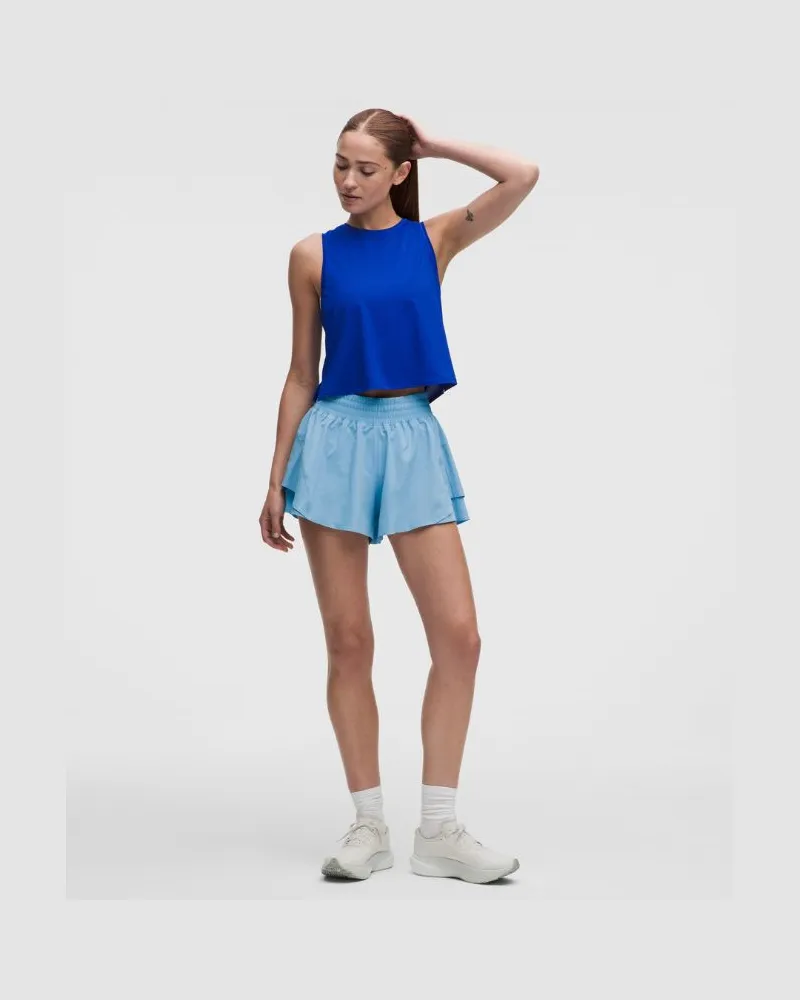 LULULEMON Shake It Out Lauf-Shorts mit hohem Bund für Frauen – 6 cm – Größe in Dreamy Blue Dreamy