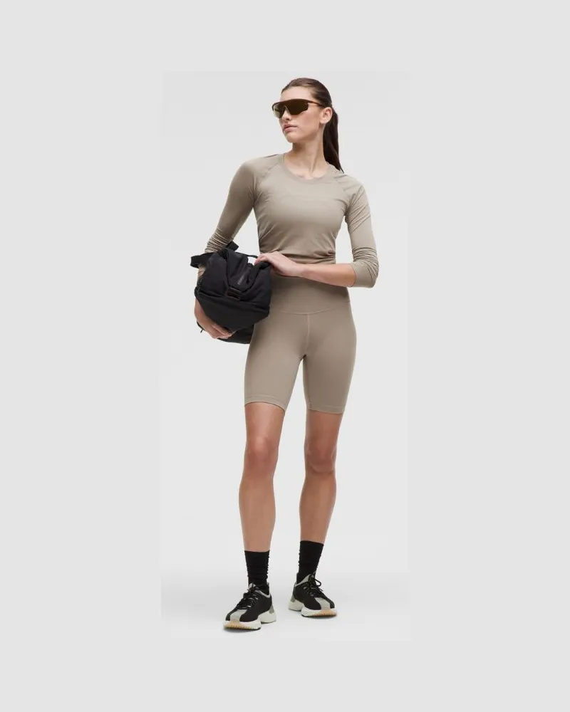 LULULEMON Wunder Train Shorts mit hohem Bund für Frauen – 20 cm – Khaki – Größe Warm