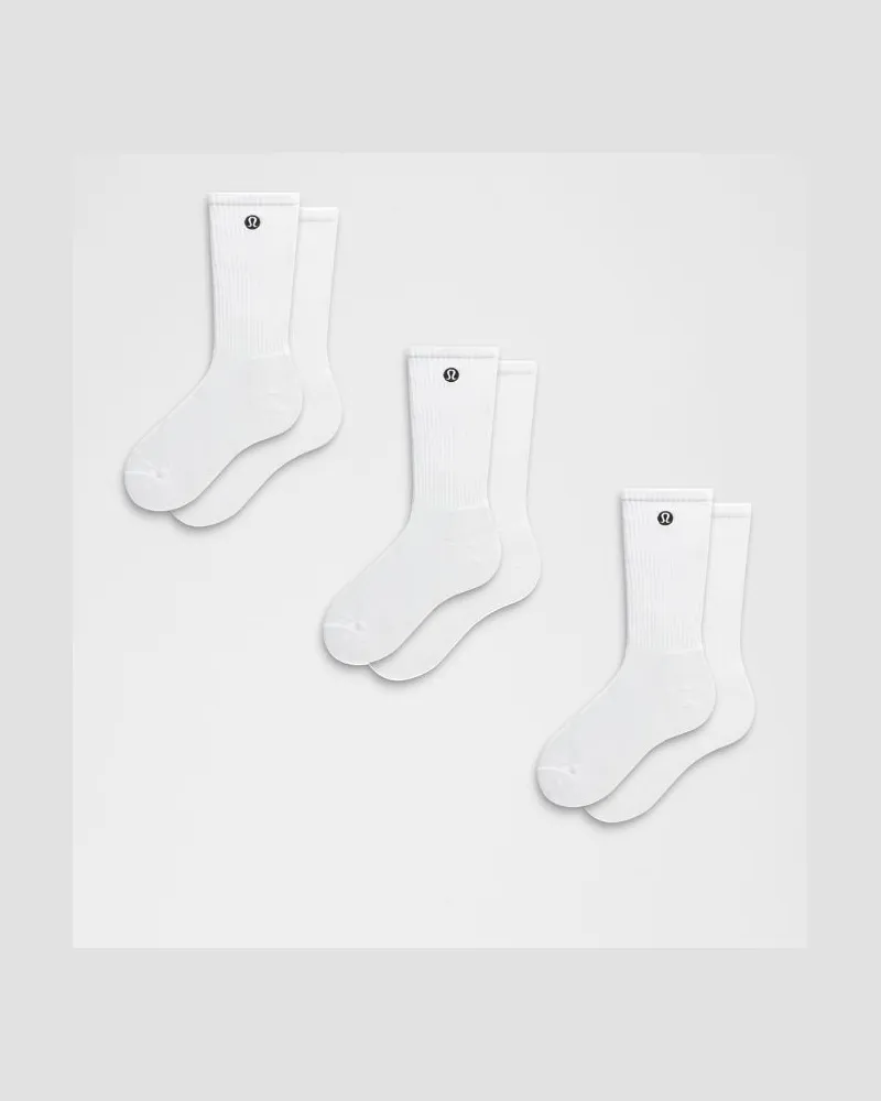 LULULEMON Daily Essential Crew-Socken Unisex 3er-Pack – Größe in White White