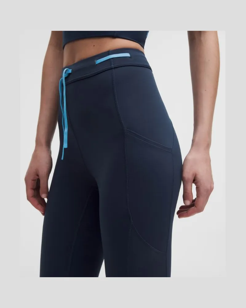 LULULEMON Fast and Free High-Rise Leggings 25" Drawcord für Frauen – Größe in Club Blue/Ocean Wave Club