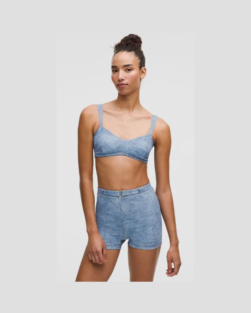 LULULEMON Der Look des Monats: BH aus Everlux mit Denim-Print Leichter Halt für A/B-Cups für Frauen – Größe in Stone Twill Light Blue Multi Stone