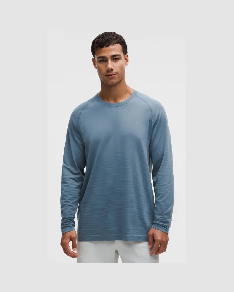 LULULEMON Metal Vent Tech Langarmshirt e Passform für Männer – Größe in Steel Blue Steel