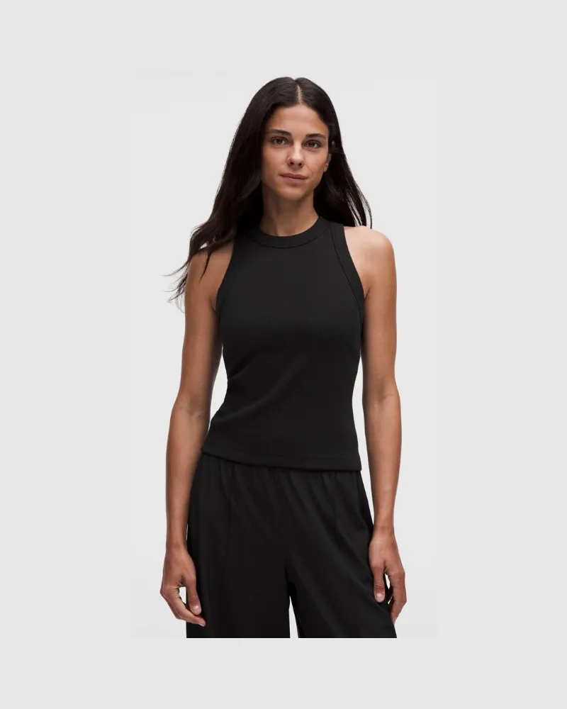 LULULEMON Racerback-Tanktop aus schwerer, gerippter für Frauen – Größe in Schwarz Schwarz