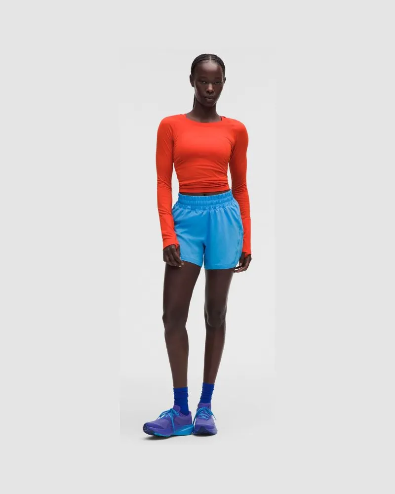 LULULEMON Track That Shorts mit Liner und hohem Bund für Frauen – 13 cm – Größe in Ocean Wave Ocean