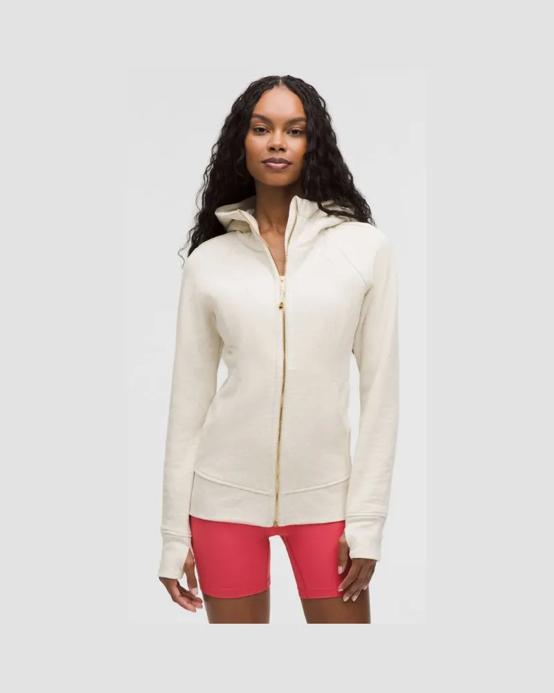 LULULEMON Scuba-Hoodie mit durchgehendem Reißverschluss für Frauen – Größe in Heathered Light Ivory/Gold Heathered