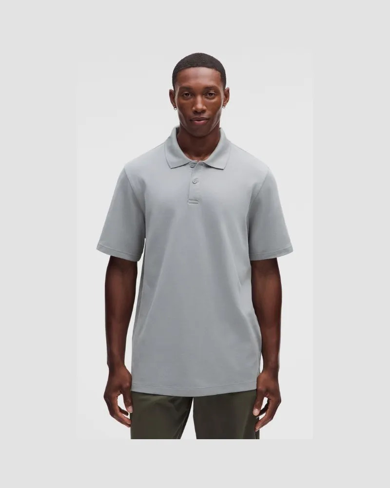 LULULEMON Kurzarm-Poloshirt aus Baumwoll-Piqué für Männer – Größe in Feather Grey Feather