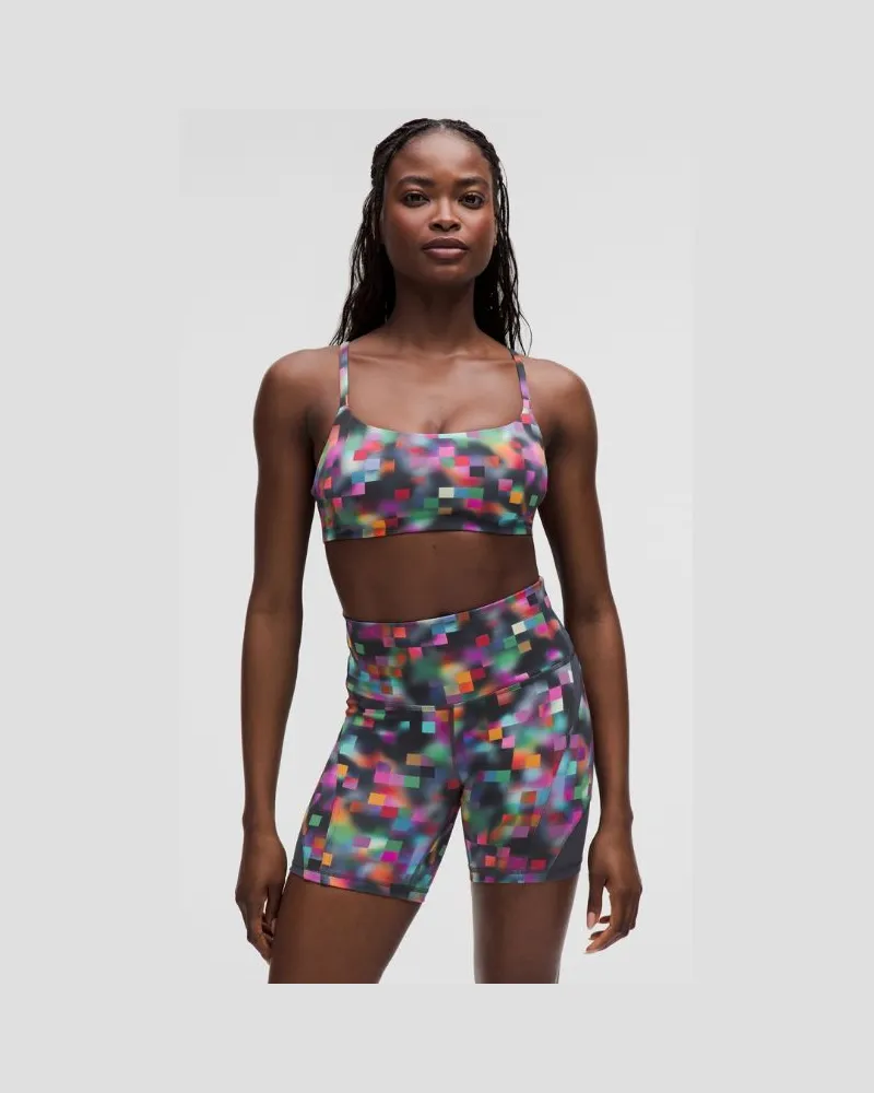 LULULEMON Wunder Train BH mit schmalen Racerback-Trägern, leichter Halt für C/D-Cups Pride für Frauen – Größe in Pixel Rainbow Club Blue Multi Pixel