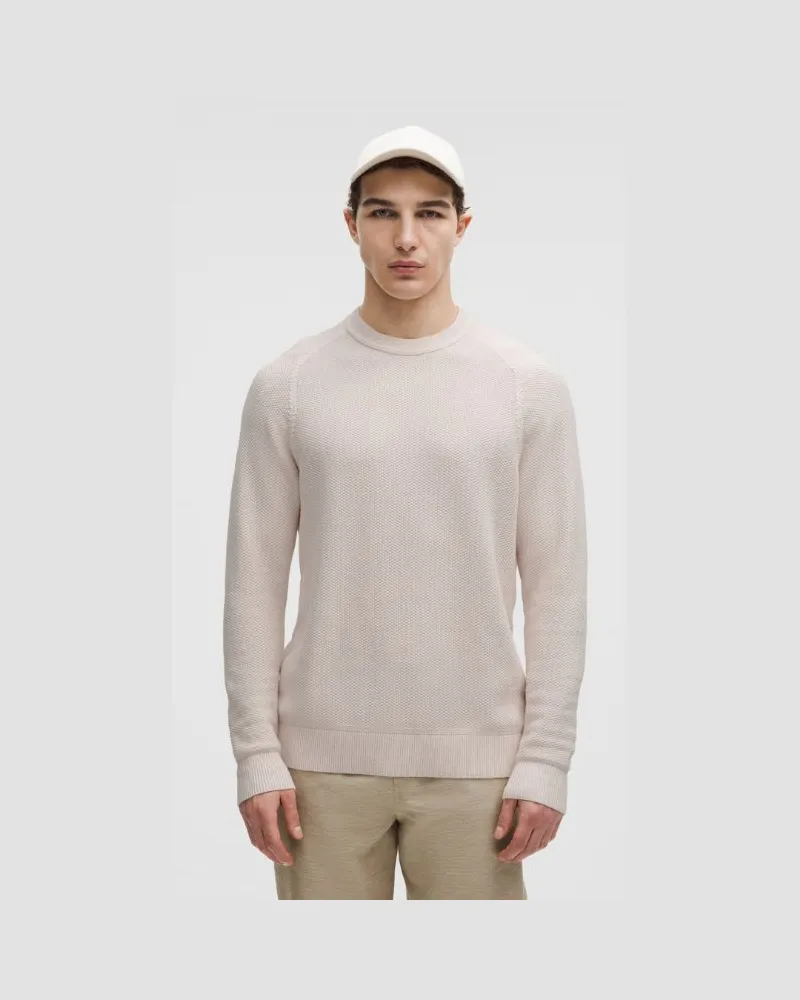 LULULEMON Strukturierter Strick-Rundhalspullover für Männer – Größe in Heathered Natural Ivory Heathered