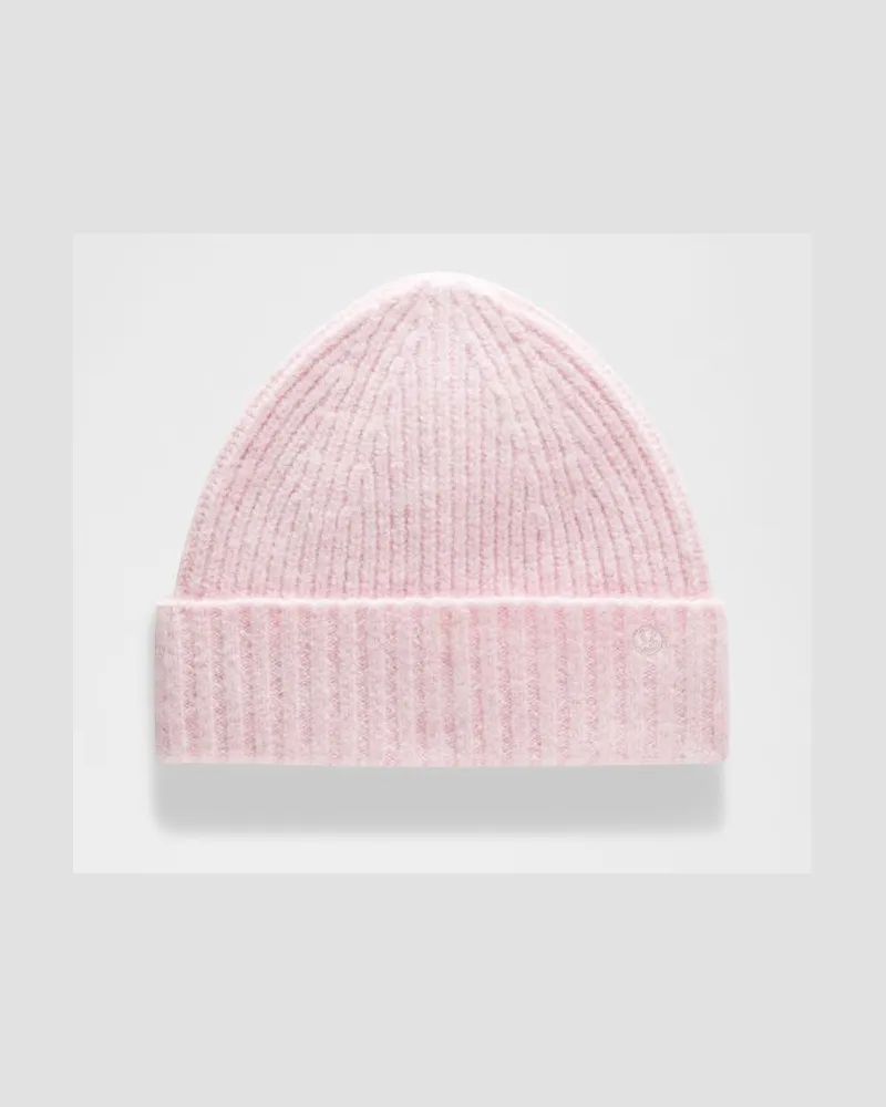 LULULEMON Beanie mit breitem Umschlag aus Rippenstrick in Heathered Pink Pearl Heathered