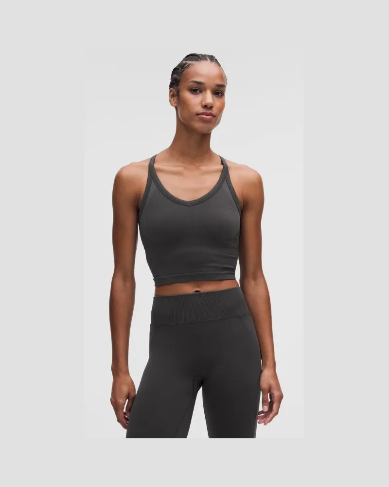 LULULEMON Get Low-Trainings-Tanktop mit überkreuzten Trägern Leichter Halt für B/C-Cups für Frauen – Größe in Schwarz/Graphite Grey Schwarz