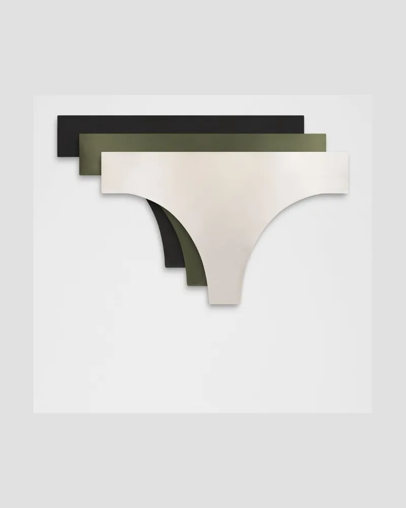 LULULEMON InvisiWear String mit mittelhohem Bund 3er-Pack für Frauen – Größe in Black/Light Ivory/Sassy Sage Black