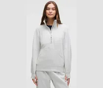 Scuba Oversized-Pullover mit Trichterkragen und halblangem Reißverschluss Lang für Frauen – Größe