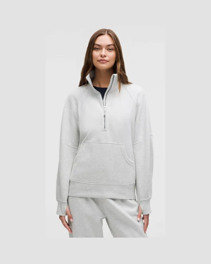 LULULEMON Scuba Oversized-Pullover mit Trichterkragen und halblangem Reißverschluss Lang für Frauen – Größe in Heathered Core Ultra Light Grey Heathered