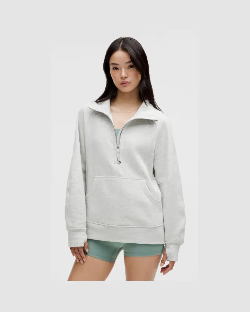 LULULEMON Scuba Oversized-Pullover mit Trichterkragen und halblangem Reißverschluss Lang für Frauen – Größe in Heathered Core Ultra Light Grey Heathered