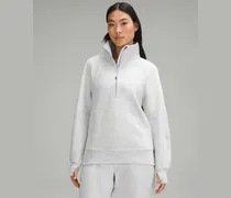 Scuba Oversized-Pullover mit Trichterkragen und halblangem Reißverschluss Lang für Frauen – Größe in Heathered Core Ultra Light Grey