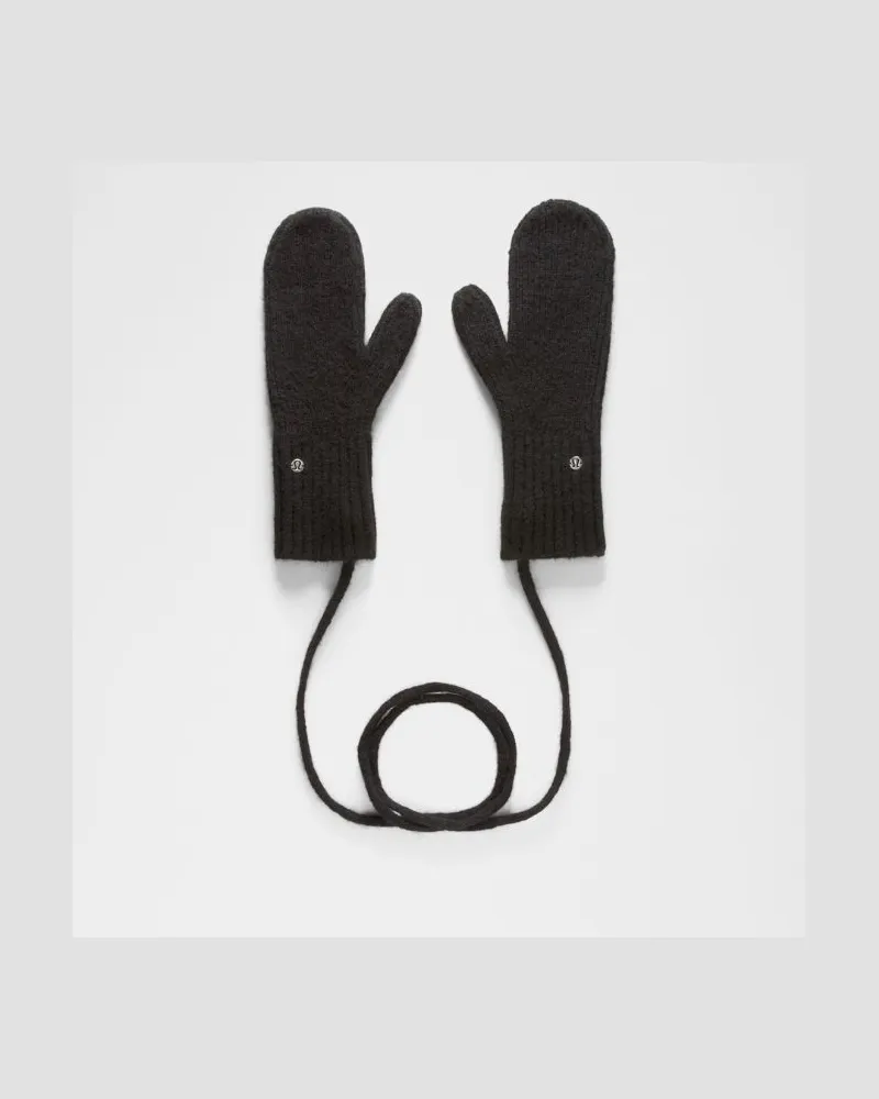 LULULEMON Alpaca Wool-Blend Mittens with String – Größe in Black Black