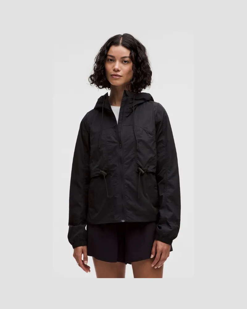 LULULEMON Wasserbeständige Kapuzenjacke mit Kordelzug für Frauen – Größe in Black Black
