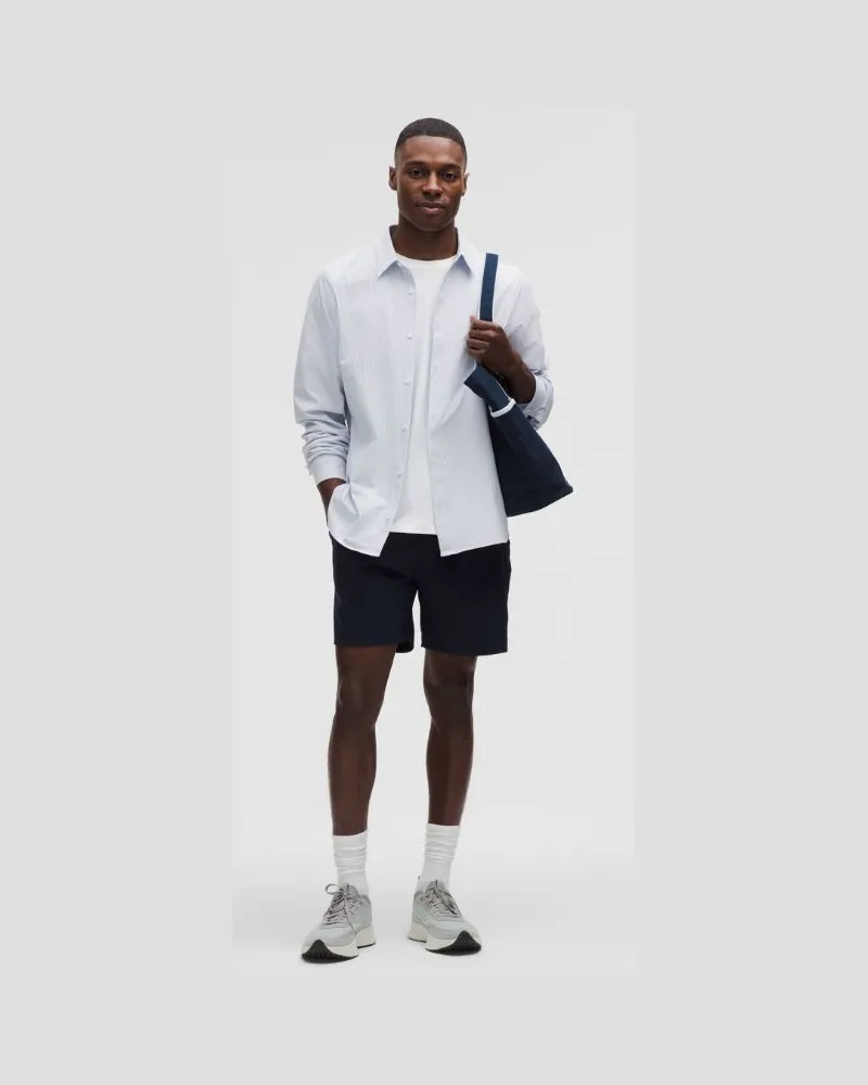 LULULEMON New Venture Langarmshirt er Classic Fit für Männer – Größe in Gingham Check White Heathered Starch Blue Gingham