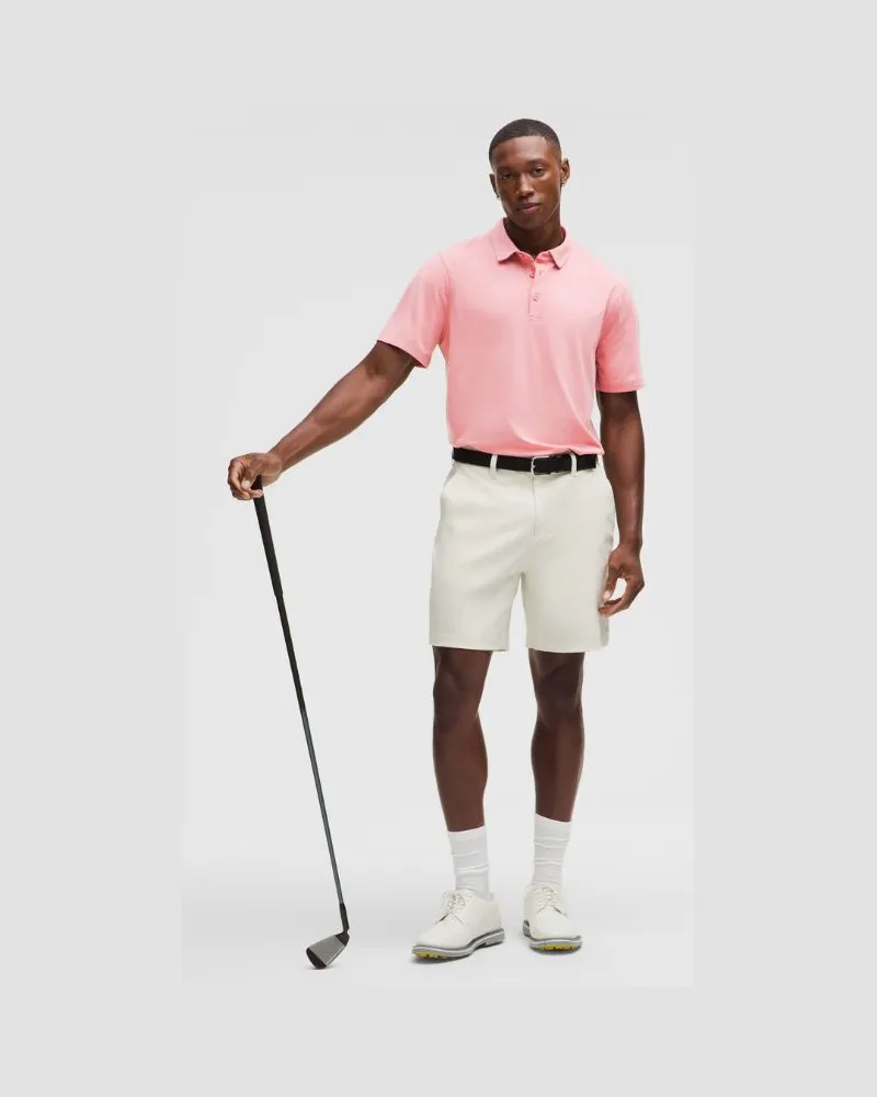 LULULEMON Evolution Kurzarm-Poloshirt für Männer – Größe in Deco Pink Deco