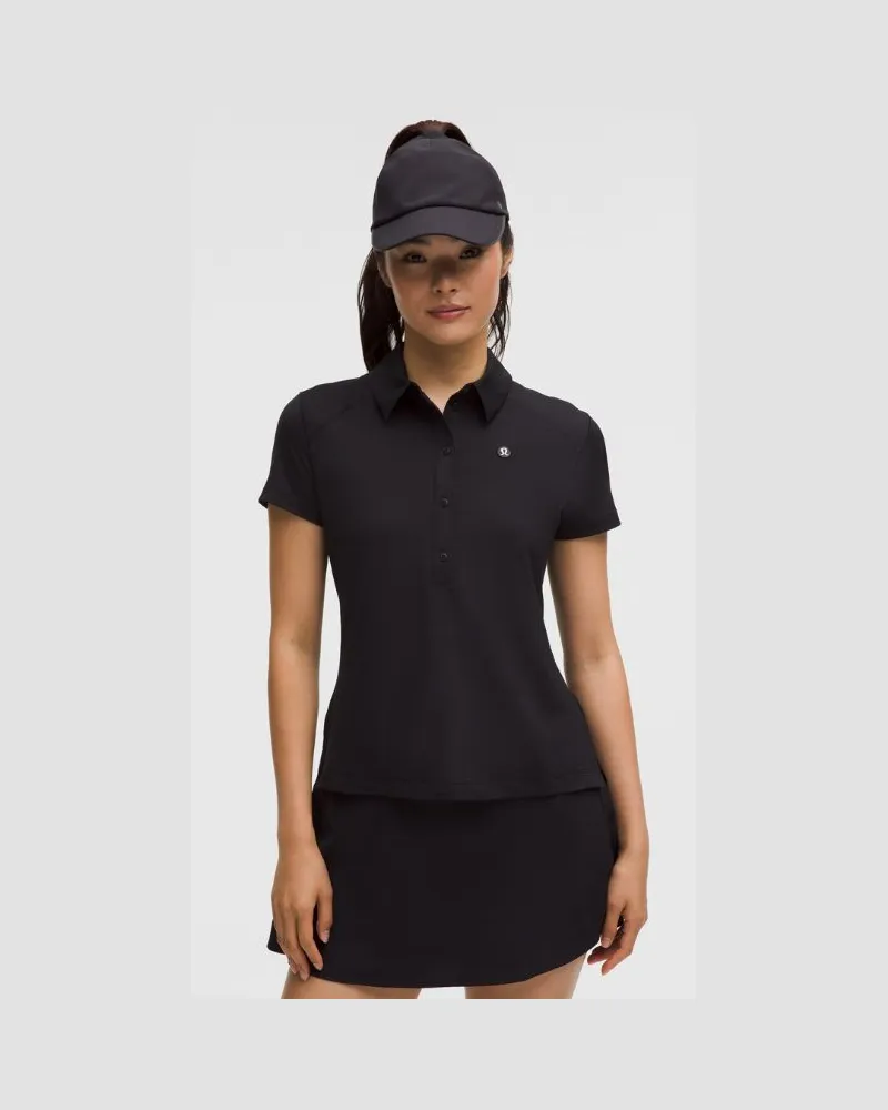 LULULEMON Schnelltrocknendes Kurzarm-Poloshirt Gerader Saum für Frauen – Größe in Black Black